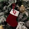 Haobei Red Knitted Christmas Stocking Ornament with Embroidered Lettering
