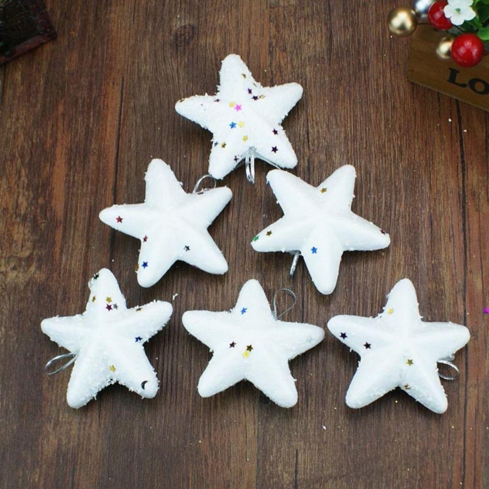 6Pcs/set Plastic Xmas Star Hanging Ornaments Cute Christmas Balls Pendants  Party Supplies
