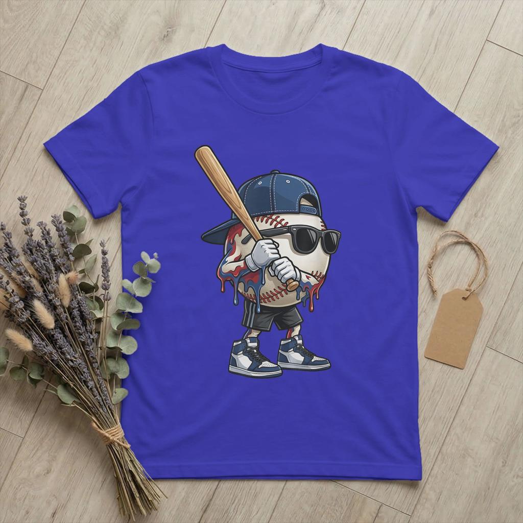 Baseball Sport Ice Cream Drip T Shirts for Unisex 100 Cotton Novelty TShirts Crewneck Funny Meme Tees Short Sleeve Tops Summer