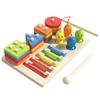 Wooden Fishing Childrens And Play The Qin Three In One Set Of Toy Columns