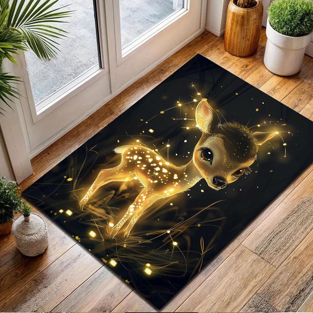 "Glowing Fantasy Fawn in Enchanted Forest" Patterned carpet, non slip mat suitable for living room and bedroom sofas