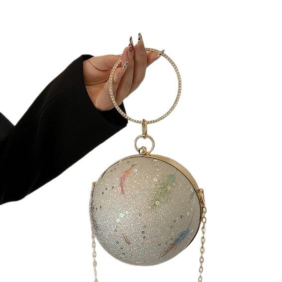 Sequin bag women's bag 2025 new European and American fashion niche design shoulder bag ins retro crossbody ball bag