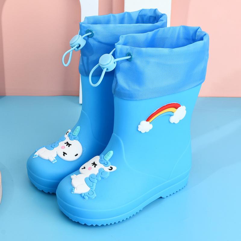 Производитель детской дождевой обуви для девочек, флисовая обувь для мальчиков, нескользящая водонепроницаемая обувь, всесезонные резиновые сапоги с рисунком, детская дождевая обувь
