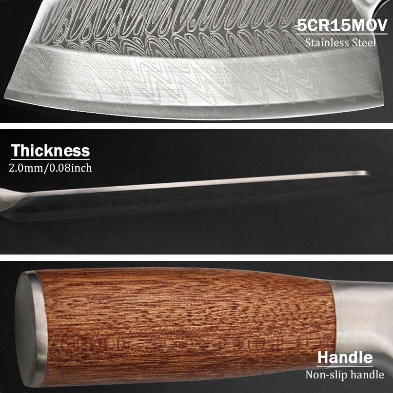 1 шт. 3 шт. Нож шеф-повара из нержавеющей стали Кухонные принадлежности Тесак для мяса Овощерезка Острый нож для обвалки Деревянная ручка Бытовой
