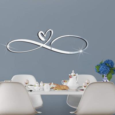 Наклейка на стену самоклеящаяся глянцевая акриловая 3D Love Shape романтическая зеркальная наклейка для