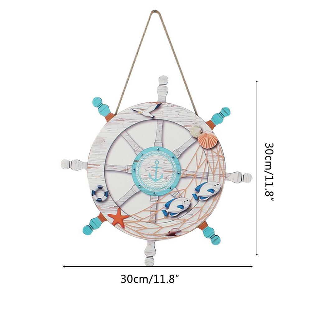 2 Pcs Ocean Beach Hanging Wall Decors Wood Rudder Surfboard Wall Art Bathroom Sign for Living Room