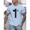 Fashion Cross Print Men's Creative Top Casual Micro Elastic Short Sleeve Crew Neck T-Shirt Outdoor Sports Men's Cotton T-Shirt