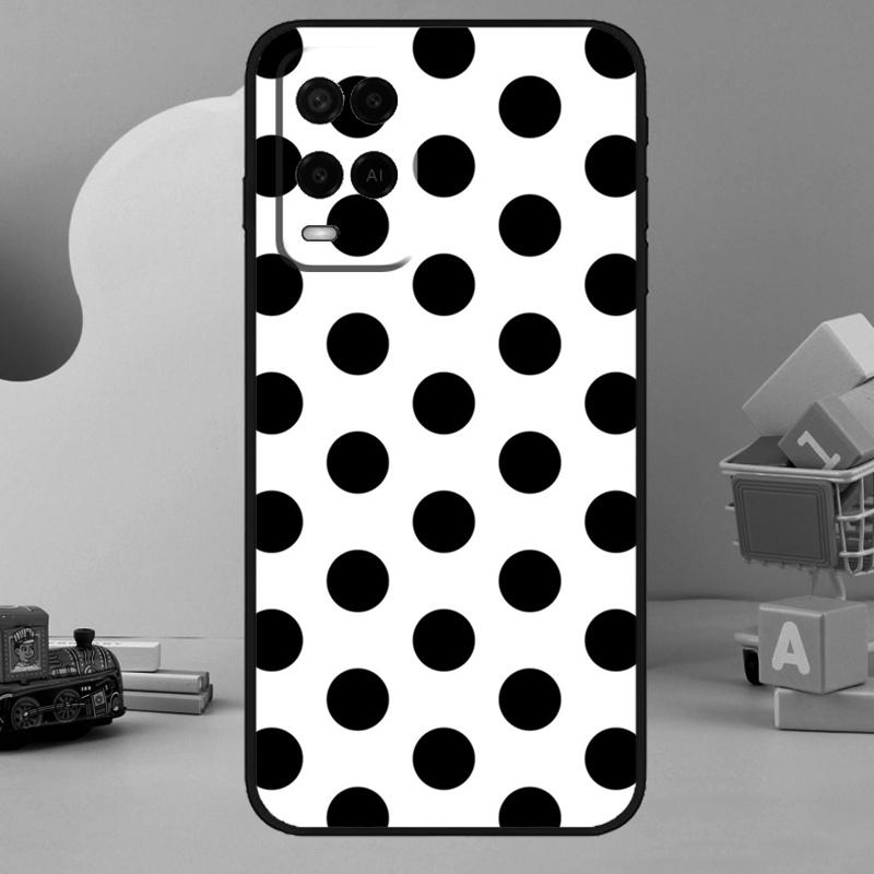 Черно-белый чехол в горошек для Oppo A78 A38 A18 A98 A58 A60 A80 A40 A96 A76 A16 A94 A74 A54 A15 A17 A57 A77 A5 Pro