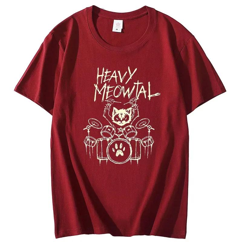 Tees Heavy Meowtal Cat Metal Music Gift Idea Funny Pet Owner T-Shirt Latest Printed Tops Shirt Cotton T Shirts for Boys Geek