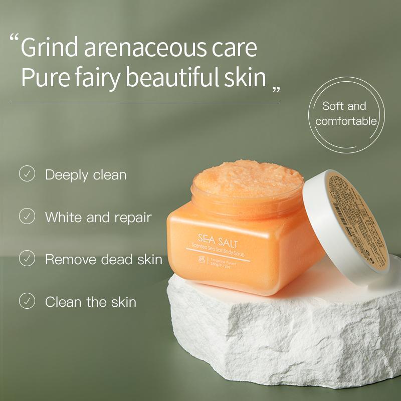 Скраб для тела с морской солью, натуральный скраб для тела с маслом ши, отшелушивающий, отбеливающий кожу, скраб для лица и тела