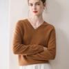Minimalist Women's Pure Cashmere V-Neck Loose Knit Sweater - Early Autumn Pullover Top
