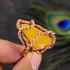 Natural Yellow Fluorite Gemstone Handmade Copper Wire Wrap Ring Size 8 H7d01