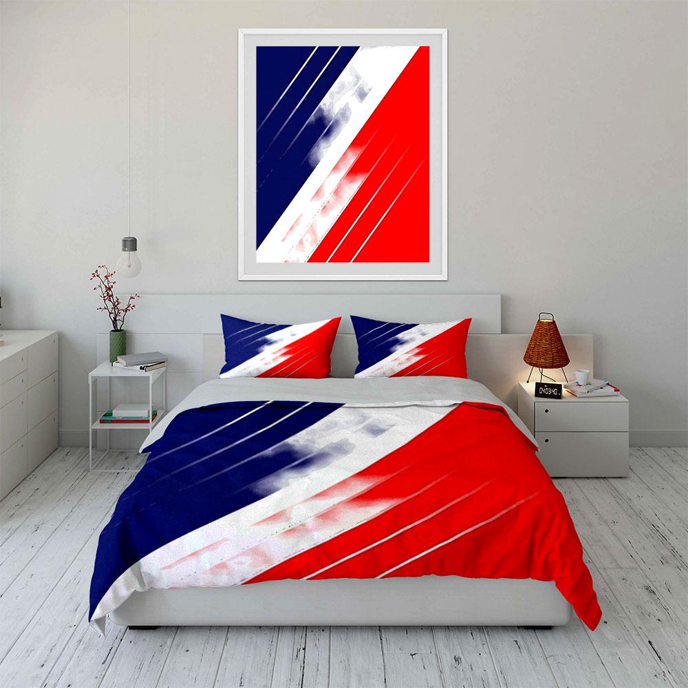 Diagonal red, white, blue stripes. Bedding sets Duvet cover sets Duvet covers Pillowcases(1*Duvet Cover 2*Pillowcases without duvet insert)