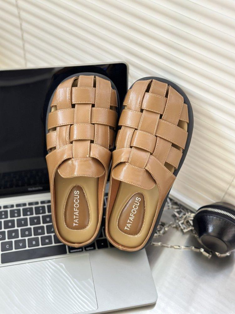 Тканые туфли-клетки для свиней женские летние на толстой подошве без каблука ленивые туфли новые весенне-осенние супер огонь с закрытым носком полушлепанцы