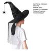 Women Halloween Witch Hat Foldable Adult Black Satin Wizard Hat Halloween Party Costume for Cosplay Carnivals Masquerades