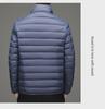 Брендовая мужская короткая куртка с капюшоном из легкого пуха - Осень/Зима, воротник-стойка, тонкий стиль