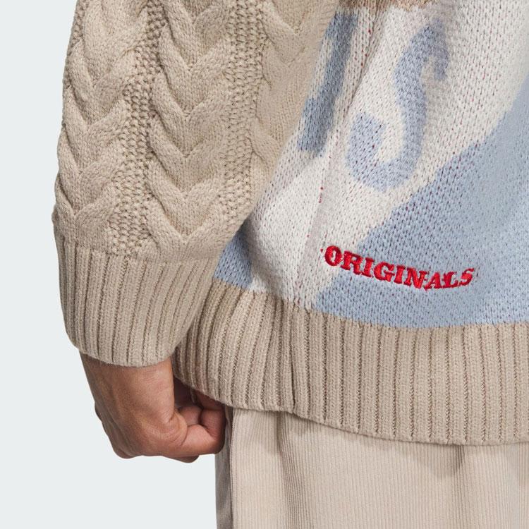 adidas Originals Sportswear Logo Интарсия Пуловер Вязаный свитер Мужские топы Светло-хаки IN0985