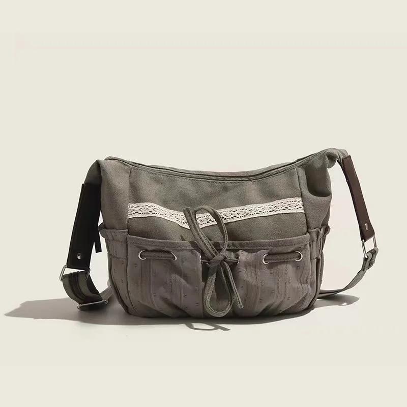 Милые крутые холщовые сумки через плечо с бантом, женские винтажные шикарные повседневные сумки через плечо, женская сумка-мессенджер в стиле ретро Bolsos