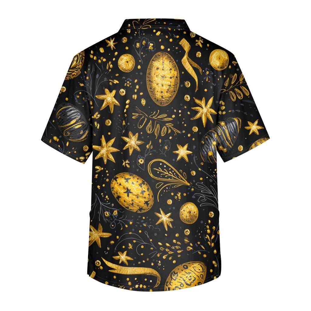Мужская рабочая блузка с короткими рукавами и v-образным вырезом с принтом, топ с нагрудным карманом