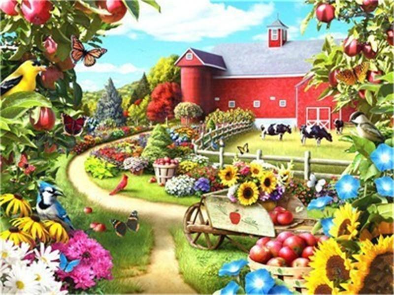 Наборы для алмазной живописи, пейзажные стразы, 5D Алмазная вышивка, вышивка крестом, дом, мозаика, вышивка крестом, ремесло