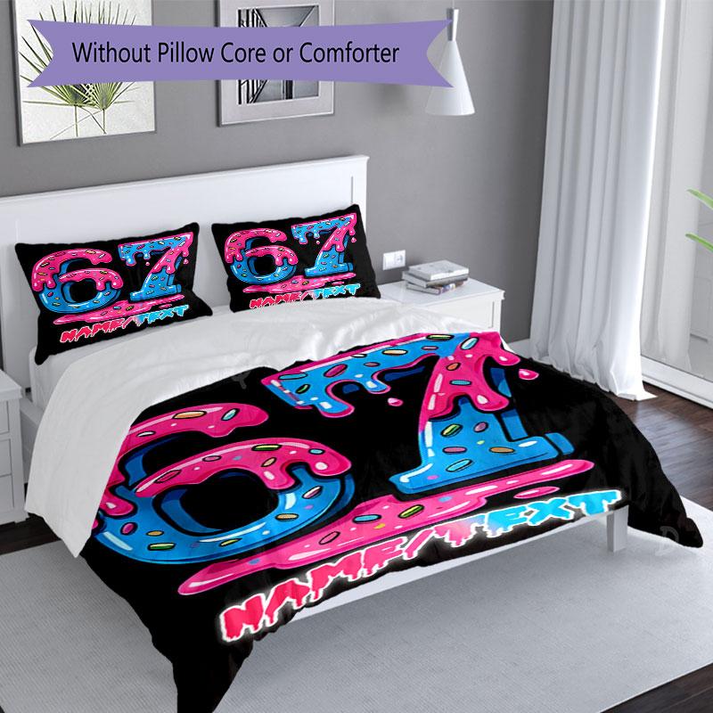 3PC Custom Name Drippy Number Art Bedding Set Printed Bedding Set Duvet Cover Closure Includes 1 Duvet Cover & 143 Pillowcases for Bedroom