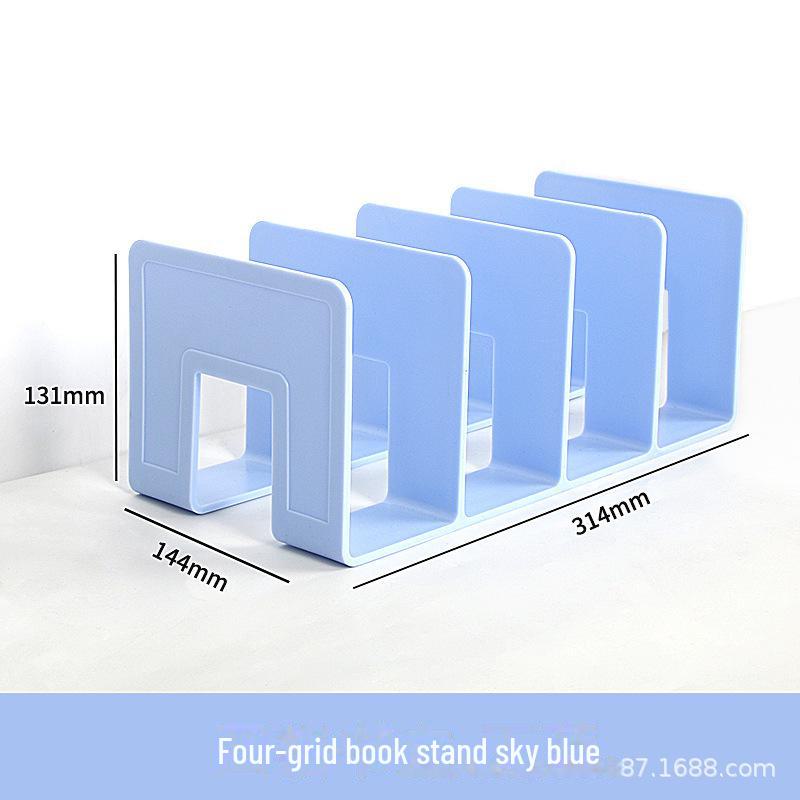 Книжная полка из разноцветного акрила с четырьмя колоннами: Прозрачная стойка для хранения офисных и студенческих настольных принадлежностей