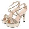 Sexy Girl Golden Open Toe Platform Ankle Strap Buckle High Heels Sandals Women Party Fashion Shoes Woman