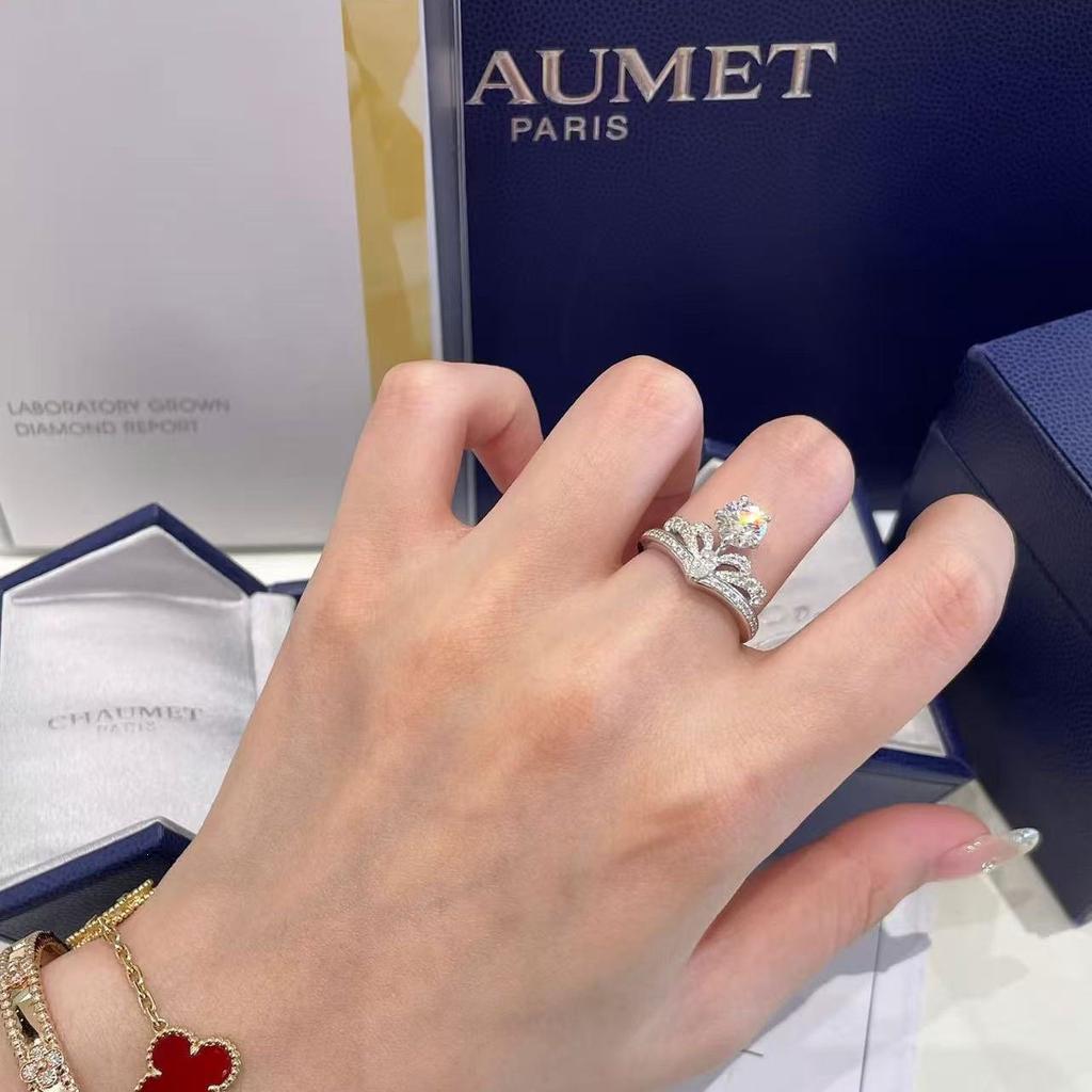 Crown ring for women, European and American style, light luxury, high-end, fashionable, and elegant, with colorful cubic zirconia