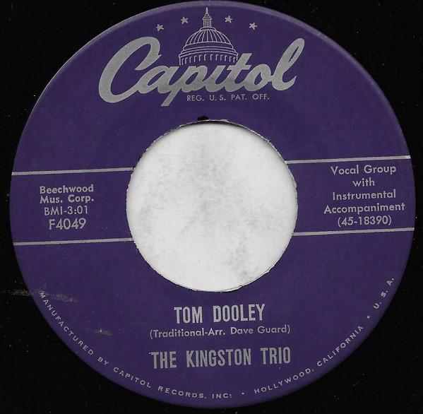 7-дюймовая пластинка KINGSTON TRIO Tom Dooley F4049 Capitol Records 1958 США Кантри/Фолк Б/у