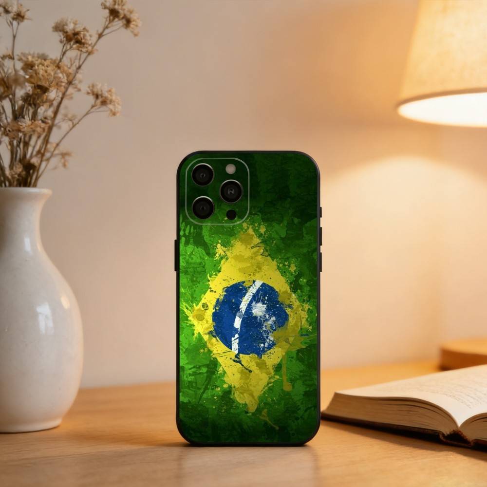 Бразилия Бразильский флаг Чехол для телефона Для iPhone 17,16,15,14,13,12,11 Plus,Pro Max,XS,Мягкий силиконовый Черный чехол
