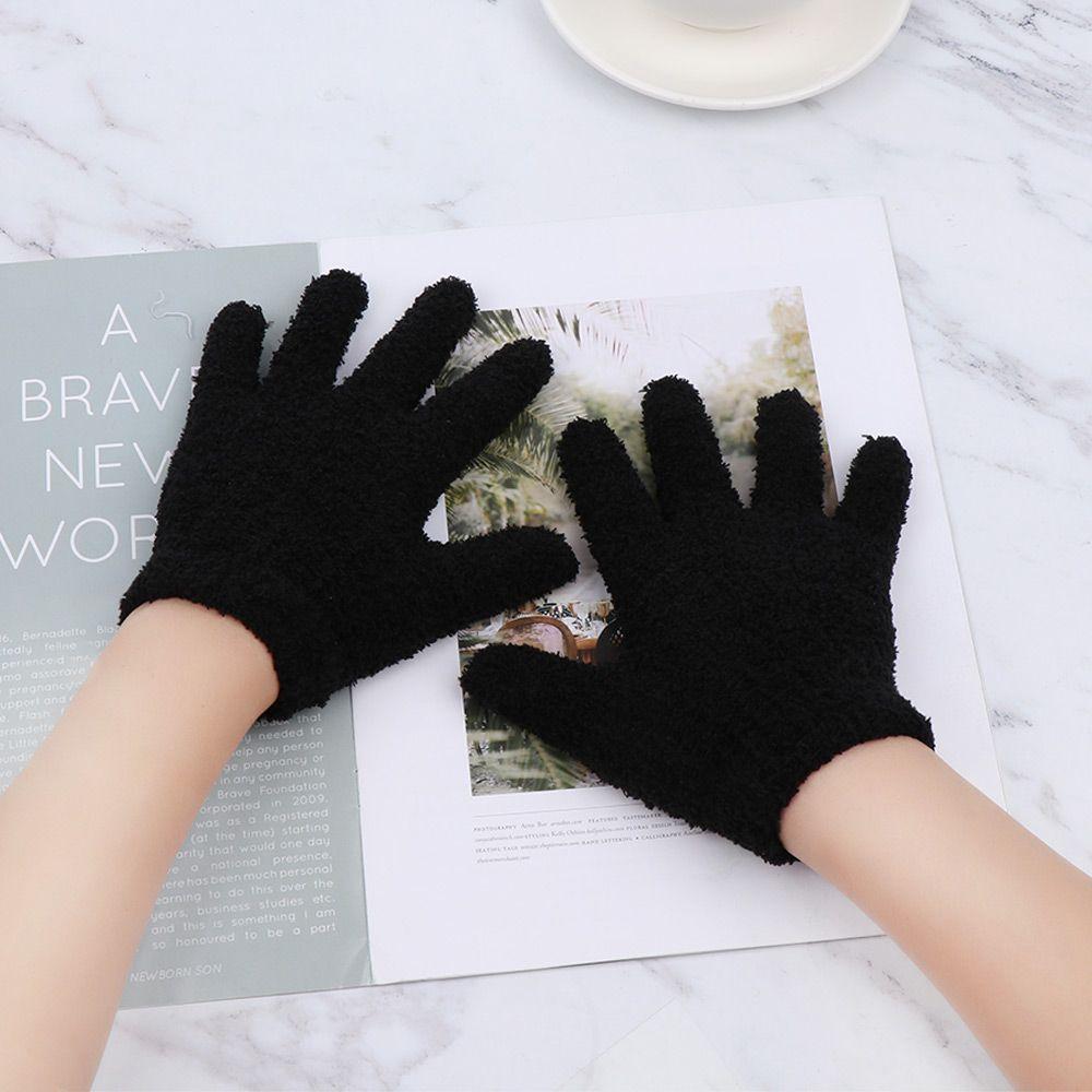 0-11 Years Old Lovely Soft Warm Cartoon Full Fingers Kids Gloves Candy Color Coral Plush Mittens