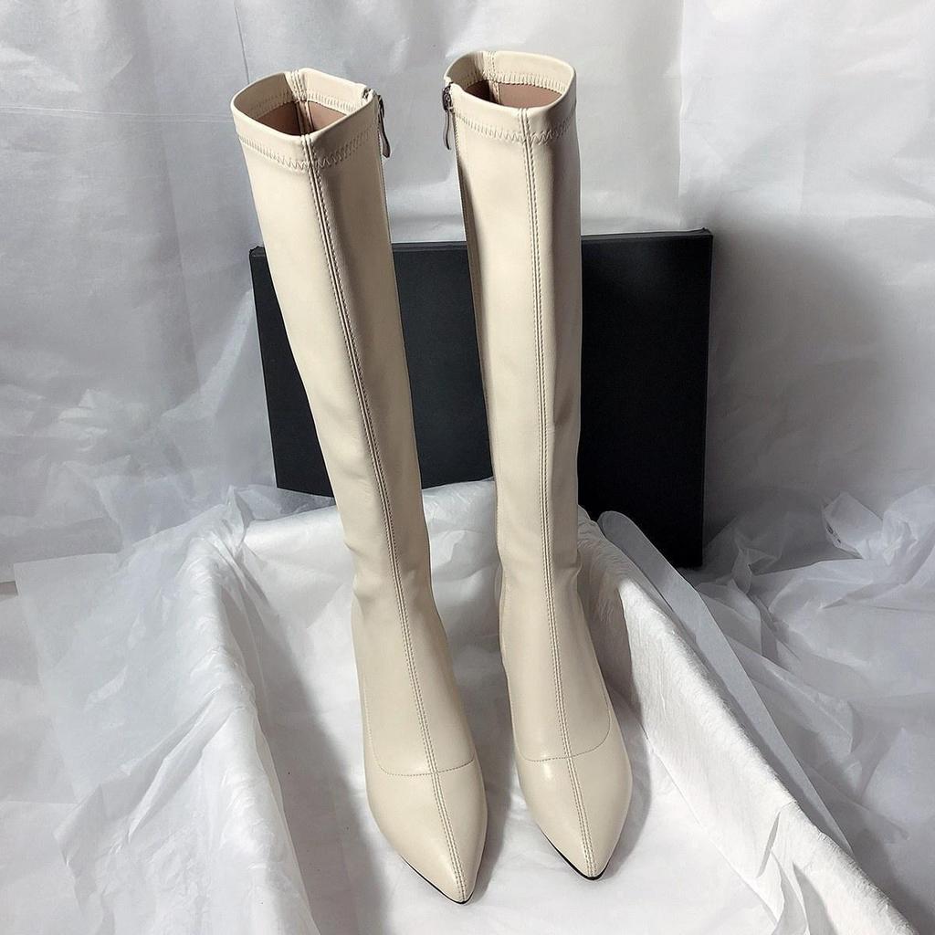 High-heeled Temperament Pointed Knight Retro High Boots Korean Version Versatile But Knee Boots