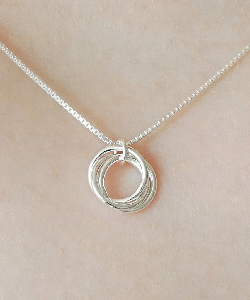 Серебряная цепочка с тройным круглым кулоном Alleun из стерлингового серебра 925 пробы