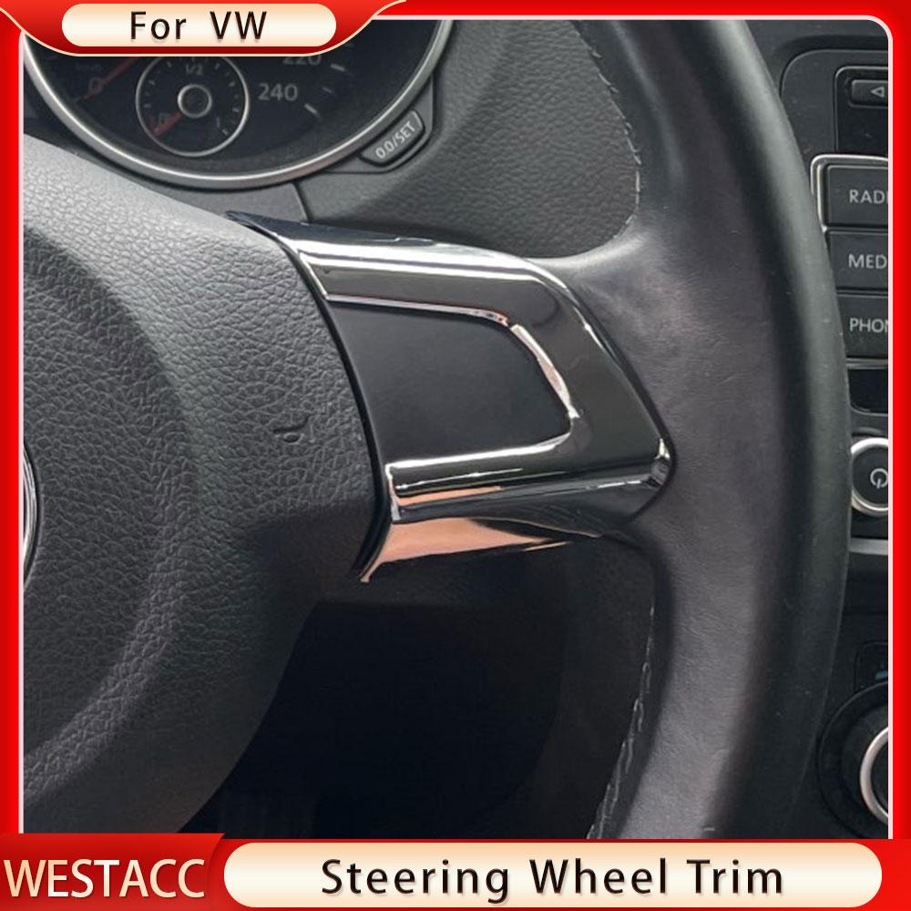 ABS хромированная крышка рулевого колеса автомобиля, декоративная наклейка, накладка для Volkswagen VW GOLF 6 MK6 JETTA MK5 MK6 POLO Bora