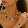 4Pcs Choker Necklace Earrings Set Bracelet Crystal Jewelry Suit Green Rhinestone Jewelry Set  Party