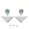 [Q0563] - Silver 'Boho' Green Silver (rhodium Plated) Lobe Contour Earrings - 14x6 Mm