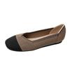 Square Toe Shallow Mouth Fabric Flat Bottom Women's Leopard Knitted Soft Bottom Large Shoes Size 34-43