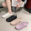 Летние новые сандалии женские с закрытым носком на шнуровке полые уличные пляжные туфли повседневные нескользящие универсальные простые речные