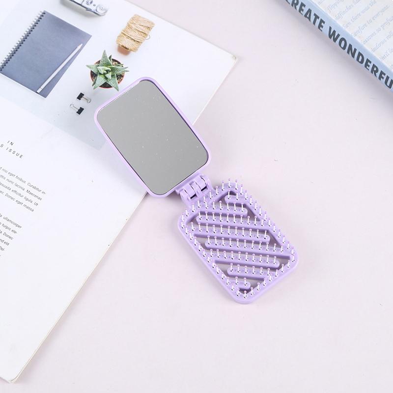 Мини карманное зеркало складная расческа для девочки женщины портативное квадратное карманное маленькое дорожное массажная расческа для волос с зеркалом аксессуар для укладки