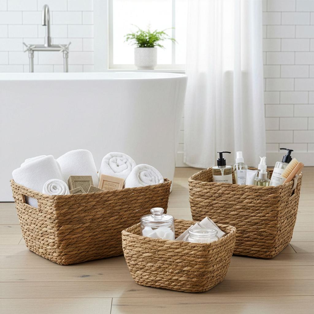 Seagrass Square Baskets – Natural – Set of 3