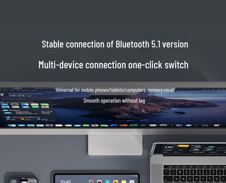 Беспроводная Bluetooth-клавиатура BOW Hangshi H382 с питанием от солнечной энергии, 108 клавиш, универсальная для ноутбуков и планшетов