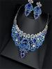Retro Temperament Crystal Necklace Earrings Set High -Grade Alloy Jewelry Accessories For Woman