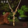 Новое золотое ожерелье с кисточкой из маленьких листьев, персонализированное женское универсальное ожерелье с кисточкой из листьев