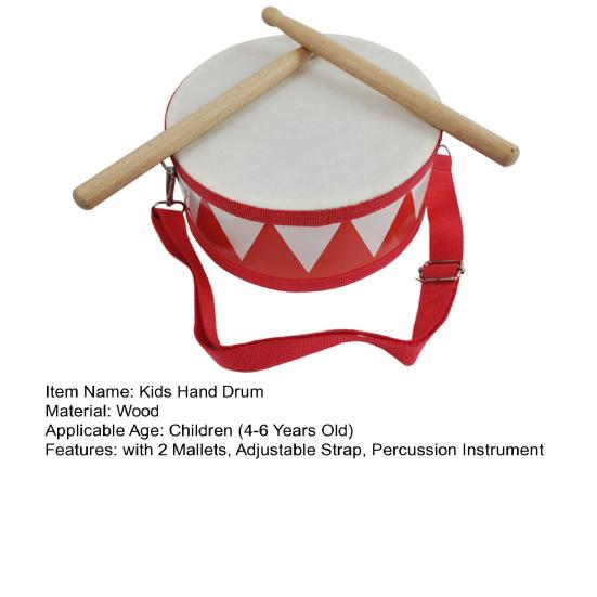 Детский ручной барабан с 2 молоточками, регулируемый ремень, деревянный детский двухсторонний поясной барабан, обучающий