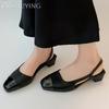 Модные женские босоножки на каблуке с квадратным носком, летние женские шлепанцы с ремешком на пятке, тренд 2025, нарядные неглубокие лоферы, повседневные мягкие кожаные сандалии