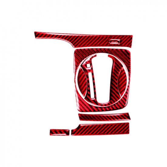 9Pcs For Honda Civic 8th 06-11 Red Carbon Fiber Automatic Gear Shift Cover Trim