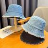 Корейская версия джинсовой шляпы рыбака для женщин на весну и осень, новая ретро-меховая опушка повседневная простая шляпа-тазик