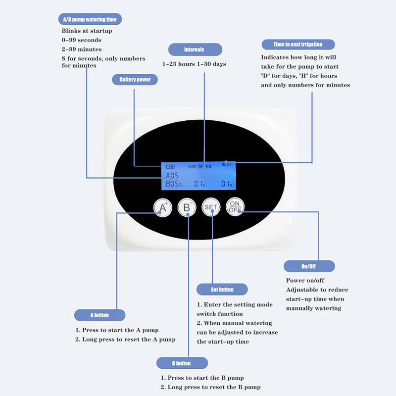 Интеллектуальная система капельного полива с двойным насосом Таймер Солнечная энергия Комнатное растение Автоматическое устройство для полива Садовый водяной насос