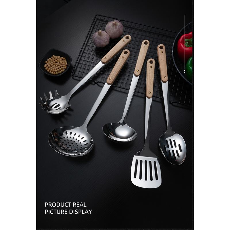 HANYANG Лопатка из нержавеющей стали, кухонная утварь, лопаточка с деревянной ручкой, кухонная лопатка