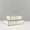 Jewelry Box Rectangular Leather Box with Polka Dots for Storage Desktop Storage Container Shell Button Jewelry Organizer
